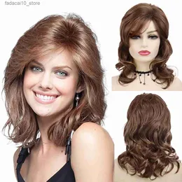 Perucas sintéticas GNIMEGIL Sintético Marrom Mix Loira Destaque Peruca Longa Cabelo Encaracolado Onda Natural Peruca para Mulheres Diariamente Festa de Halloween Peruca Regular Q240115