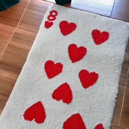 8 Heart Card Bathroom Mat | Unique Funky Soft Absorbent Bath Mat | Shower Rug Entryway Essential Carpet | Chic Anti-Slip Card Shape Bath Mat