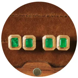 Xiy Novas joias finas de pedras preciosas verdes vívidas naturais excelentes 0,6 ct esmeralda ouro puro brincos retrô