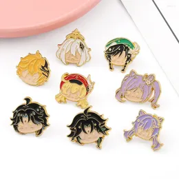 Broches jogo genshin impacto thoma sacarose kaeya sayu kamisato ayaka cosplay traje metal emblema pino liga broche adereços presente