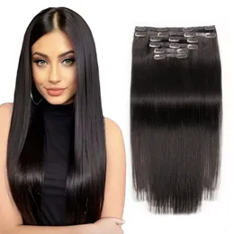 PU Düzensiz Klipsi İnsan Saç Düz Cilt Atkısı Klipsi INS Saç Mechine Remy Saç parçaları 6pcs 12-24inch 120g ince saçlar için 240115