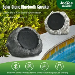 Alto-falantes solares sem fio bluetooth áudio ao ar livre jardim à prova dwaterproof água simulação pedra gramado alto-falantes de alta fidelidade estéreo portátil subwoofer