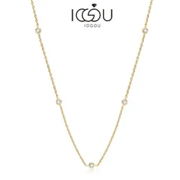 Iogou gargantilha 925 prata esterlina redonda 2.5mm d cor colar para mulheres 14k ouro cor certificado presente 162 polegadas 240116