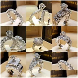 Paar Ringe Edelstahl Ehering Für Liebhaber Ip Silber Farbe Kristall Paar Ringe Set Männer Frauen Verlobung 2284 Q2 Drop Liefern Dhgvt