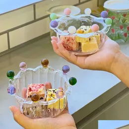 5インチガラスボウルサラダかわいいクラウンフルーツプレート料理スナックキャンディーケーキアイスクリームカップ電子レンジバクウェアドロップデリバリーDH4HU