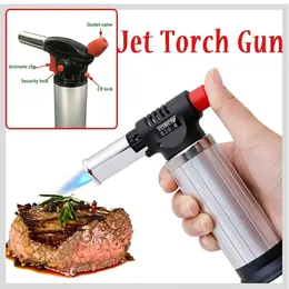 Outdoor Camping Jet Torch Gun Lighter Welding Butane Flame Portable Kitchen Baking Barbecue Equipment Accessories 240116