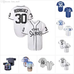 Movie Baseball Jersey The Sandlot Benny 'The Jet' 30 Rodriguez Bel Air Academy Tryckt Michael 'Squints' Palledorous Alan Yeah-Yeah McClennan Scotty Smalls