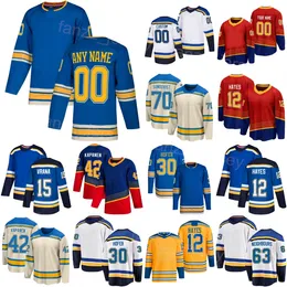 Takım Hokey 70 Oskar Sundqvist Jersey Çocuk Erkek Kadınlar 42 Kasperi Kapanen 15 Jakub Vrana 12 Kevin Hayes 30 Joel Hofer 63 Jake Komşular 10 Brayden Schenn Ters Retro