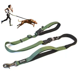 TSPRO اليدين الحرة الكلب المقود للمشي مع الجري مع حزام مقعد أمان مقعد صدمة تمتص بونجي مقبض مبطن 240115