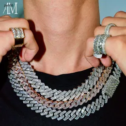 보석 디자이너 힙합 VVS Moissanite Cuban Link Chain Custom Iced Out 925 Silver Baguette Diamonds 브레이슬릿 목걸이 호프