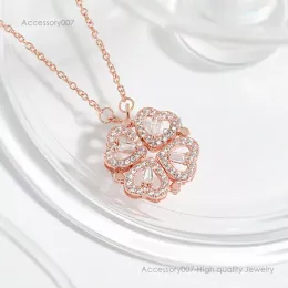 Designer de jóias colar trevo moda designer pingente colares para mulheres ímã de cristal amor coração gargantilha de aço inoxidável colar de prata