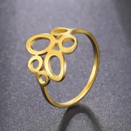 Nowa kobieta 14K żółte złoto pierścień geometryczny nieregularne liście pierścienie palców łańcuch liści biżuteria biżuteria