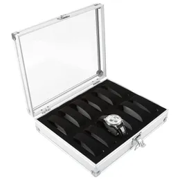 1PCS 6/12 Grids Gniazda zegarków aluminiowe pudełko biżuteria wyświetlacza magazyn zamszowy wewnątrz kontenera trumna 240116