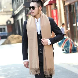 Artificial Cashmere Scarf Men's Winter Warm Pashmina Shawl Luxury Plain Neck Scarves Outdoor Windproof Birthday Gift For Man 240115