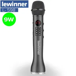 Microphones Lewinner L598 Wireless Microphone Handheld Karaoke Bluetooth Speaker LED Display Screen TF Card Singing Recorder