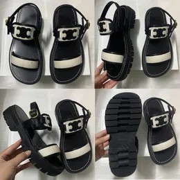 TRIOMPHE SANDAL IN CALFSKIN VEGETALN TANNING New Womens Designer Sandals Square Toe Roman sandals Casual Fashion beach sandal platform sandals Rubber sole sandal