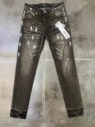 Дизайнерские мужские джинсы пурпурные джинсы женская звездная вышива брюки растягиваемые брюки брюки Длинные черные джинсы прямые брюки на молнии отверстия для мужских джинсов жены