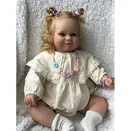 60 cm återfödd Maddie Girl Doll med rotat blont hår mjuka kram kroppsleksaker för barn 240116