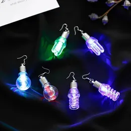 Dangle Earrings Color Changing LED Glowing Light Up Bulb Shape Drop Hook Eardrop Street Nightclub Trendsetter Party Accessories