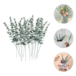 Flores decorativas 30pcs emulação folhas de eucalipto simulação ramos decorações de mesa para festa de casamento