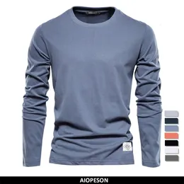 100% algodão manga longa camiseta para homens sólido primavera casual camisetas masculinas de alta qualidade tops roupas clássicas camisetas masculinas 240115