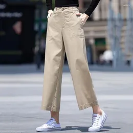Pantalon femme printemps automne femmes coton longueur cheville mode décontracté jambe large dame style coréen streetwear