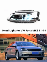 Bilstrålkastare för VW Jetta MK6 LED DAYTIME RUND HEAD Light 2011-2018 Turn Signal High Beam Lens