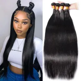 12a 100% Human Hair Straight Bundle 32 -tums Virgin Hair 134 PCS Bone Straight Bundles Brazilian Weave Human Hair 240115