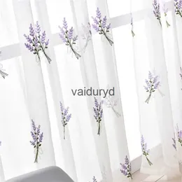 Vorhang aus lavendelfarbenem Tüll für Wohnzimmer, Schlafzimmer, Fenster, weiß, bestickt, durchsichtiger Vorhang, fertig zum Drapieren, Madevaiduryd