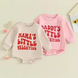 Одежда для малышей на День святого Валентина, комбинезон с пузырьками для новорожденных, толстовка с круглым вырезом для малышей, милая детская футболка 240116
