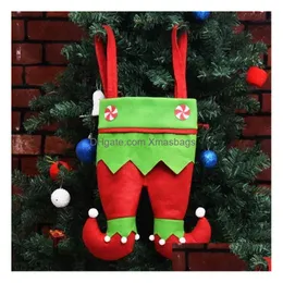 Elf Hosen Strumpf Weihnachtsdekorationen Ornament Weihnachten Stoff Süßigkeiten Tasche Festival Party Zubehör Geschenke 6 Farben Drop Lieferung Dh8W9