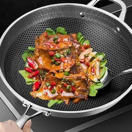 Reusable Frying Pan Nonstick Wok Pan Steak Cooking Pot Skillet Saucepan Induction Single Sided Honeycomb Skillet Cookware 240115