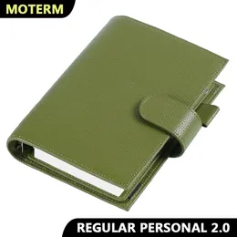 Moterm Regular 2.0 Series Personlig storlek Ringar Planner äkta Cowhide Pebbled Grain Notebook Organizer Journey SketchBook Diary 240115