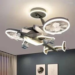 Lampade a sospensione Ventola per aereo Luce Camera dei bambini Camera da letto Ragazzo Creativo Internet Celebrità Modello di aereo Elettrico R