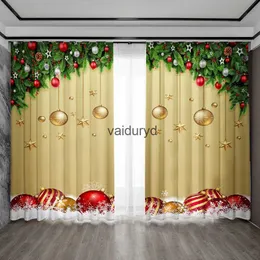 Cortina 2 peças decoração de casa cortinas festivas atmosfera de natal árvore de natal bola de natal presente de natal papai noel cakevaiduryd