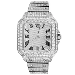 2024 Ny anpassad hand Made Hip Hop Jewelry Diamond Watch Fullt Iced Out Bustdown VVS Moissanite SGB Mechanical Watch