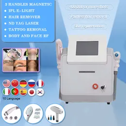 Portabla 3 handtag OPT IPL + Q Switched ND YAG Picosecond Tattoo/Hair Remover RadioFrequency RF Skin Drawing Face Lifter för anti-aging