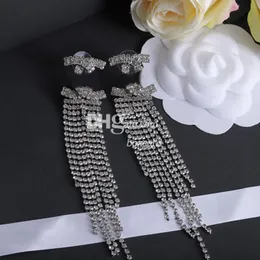 TASSEL RHINESTONE Earring Drop Studs Women Retro Silver Crystal Earring With Box Set Valentine Day Birthday Present