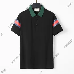 24SS Europe Mens Polo estate uomo doppia lettera stampa polo Stripe splicing Risvolto patchwork POLO uomo designer Casual top tee