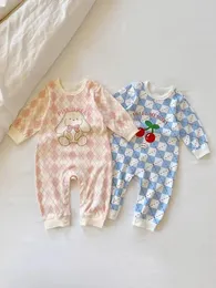 Baby Long Sleeve Boy Girl Cotton Bear Jumpsuit born Crawling Pajamas Romper Autumn 0-18 Months Baby Onesie Costume Bodysuits 240116