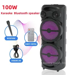 Haut-parleurs 100W haute puissance sans fil Bluetooth haut-parleur extérieur carré danse Portable Subwoofer 360 Surround son stéréo avec micro à distance