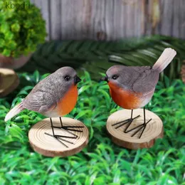 Garden Decorations 2st/Set harts Robin Birds Redbreast Mockingbird Home Decor Fairy Garden Animal Farmhouse Decor Figures Gift YQ240116