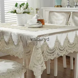 Toalha de mesa Toalha de mesa Toalha de mesa retangular de veludo em ouro branco Toalha de mesa bordada de luxo Europa para mesa de jantar Capa para cadeira Homevaiduryd