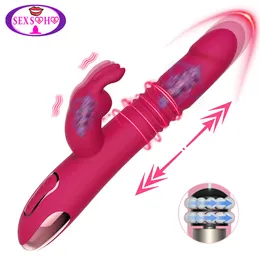 Sex Toy Massager Telescop Rabbit Vibrator Roller Ball Massage Vagina Clitoral Vibration Stimulation G Spot Masturbation Orgasm Parleksaker