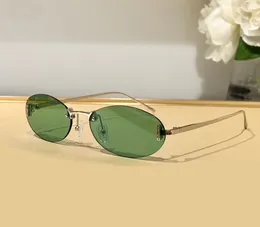 Óculos de sol ovais sem aro com pedras, metal prateado/lente verde, feminino, sonnenbrille, óculos de sol uv400 com caixa