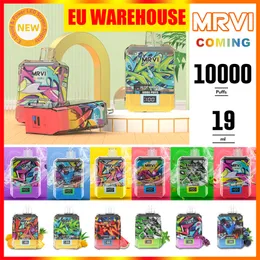 EU Local Warehouse Puff 15K 12K 10K 9K MRVI kommer 10000 puffs engångsvape e -cigarett med smart skärmdisplay uppladdningsbar 650 mAh 19 ml pod vapes desechable