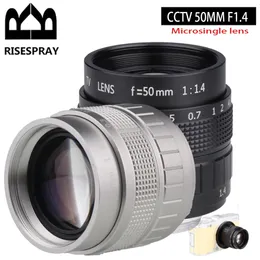 Risespray 50mm APS-CレンズCマウントF/1.4 CCTVレンズCマウント2/3 CCTVレンズは、NEX EOS-M N1 M4/3 FX 240115用の合金ケーシングを特徴としています