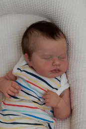 20 tum helkropp stängda ögon Loulou Reborn Baby Doll med rotad hårlivliknande född pojke eller flicka för att välja 240116