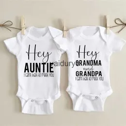 Rompers Hey Aunt I Can't Wait To Meet You Announcement Baby Bodysuit Summer Boy Girl Romper Pregnancy Reveal Clothes Infant Shower Gifts H240508