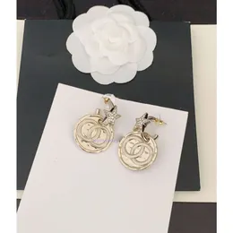 jewelry chaneles earrings personality and high-end feeling are adorned with diamonds five pointed stars gold coins ear hooks and earrings for women